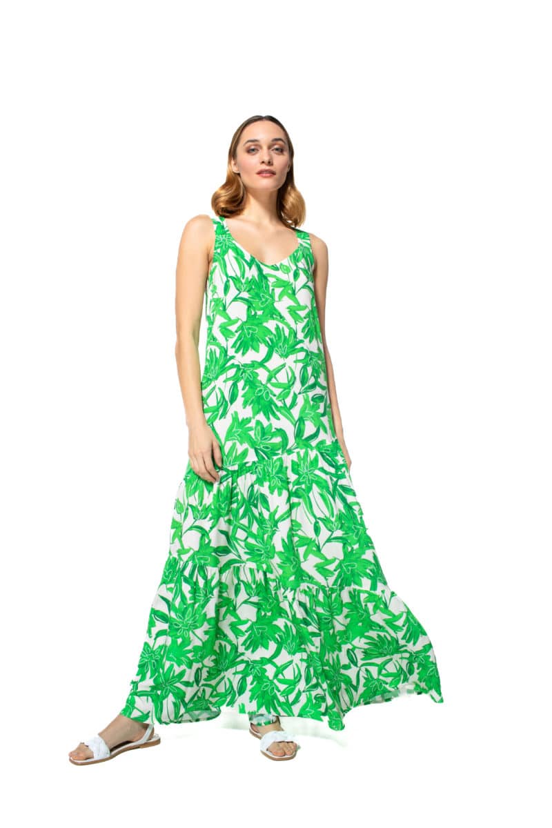Robe longue, viscose, robe verte, Caroline Biss, boutique en ligne, boutique sur rendez-vous, Martigny-Croix