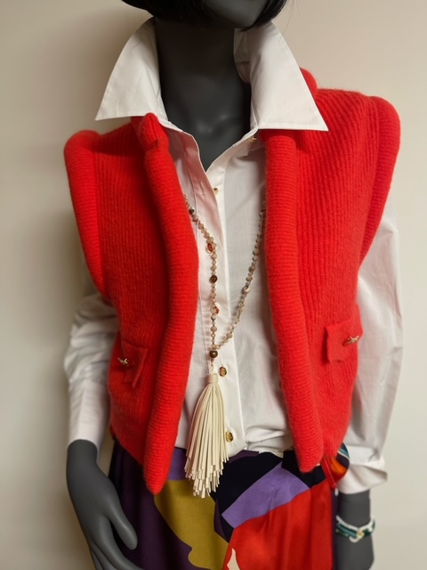 Gilet sans manches mohair rouge Tant pour elle Boutique d